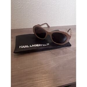 Karl Lagerfeld Mocha Sunglasses – KL Logo – Black Lenses – NWT w/ Pouch